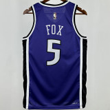 2024/25 Kings FOX #5 purple Retro NBA Jerseys 热压