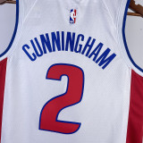2023/24 Pistons CUNNINGHAM #2 White NBA Jerseys 热压