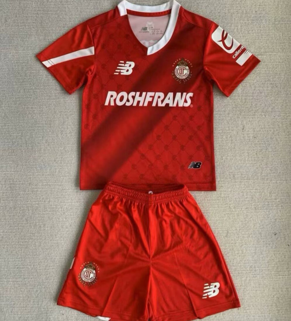 2023/24 Deportivo Toluca Home Red Kids Jersey 托卢卡