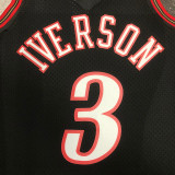 1997/98 76ers IVERSON #3 Retro Black NBA Jerseys热压