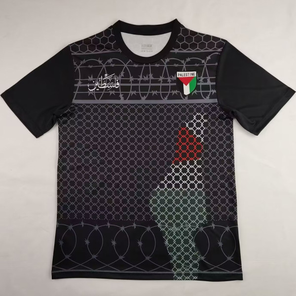 2024 Palestine Black Retro Style Fans Soccer Jersey