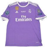 2016/17 RM Purple Away Retro Player Version Long Sleeve Soccer Jersey 球员版