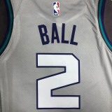 Hornets BALL #2 Grey NBA Jerseys