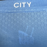 2023/24 Man City Home Blue Player Version Long Sleeve Jersey