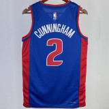 2023/24 Pistons CUNNINGHAM #2 Blue NBA Jerseys 热压