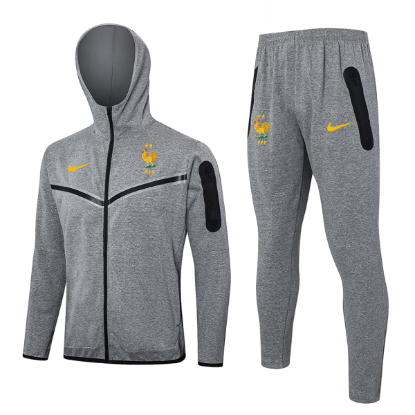 2024/25 France Grey Hoody Zipper Jacket Tracksuit