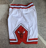 Bulls White Four Bags NBA Pants