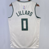 2023/24 Bucks LILLARD #0 Off-White NBA Jerseys