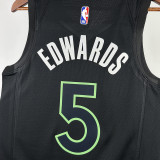 2024 Timberwolves EDWARDS #5 Black NBA Jerseys 热压