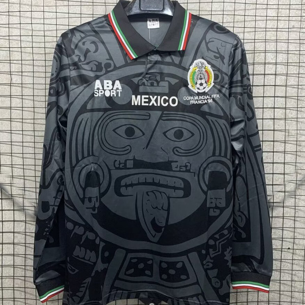 1998 Mexico Black Retro Long Sleeve Soccer Jersey