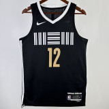 2023/24 Grizzlies Morant #12 Black City Edition NBA Jerseys Hot Pressed