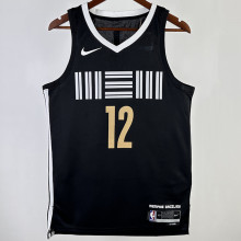 2023/24 Grizzlies Morant #12 Black City Edition NBA Jerseys Hot Pressed