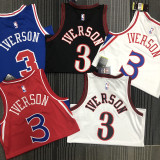 76ers IVERSON #3 Retro Red NBA Jerseys