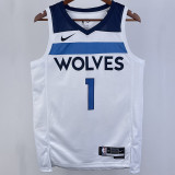2023/24 Timberwolves ANDERSON #1 White NBA Jerseys