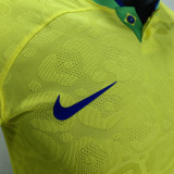 2022/23 Brazil Home Yellow Player Version Long Sleeve Jersey 长袖