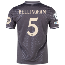 BELLINGHAM #5 RM 1:1 Quality Third Black Fans Jersey 2024/25 （UCL Font)
