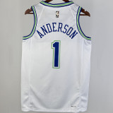 2023/24 Timberwolves ANDERSON #1 White Retro NBA Jerseys 热压