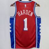 2023/24 76ers HARDEN #1 Red NBA Jerseys 热压