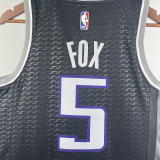 2023/24 Kings FOX #5 Black NBA Jerseys 热压