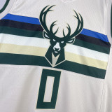 2023/24 Bucks LILLARD #0 Off-White NBA Jerseys