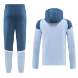 2024 Man City Blue Gray Hoody Zipper Jacket Tracksuit