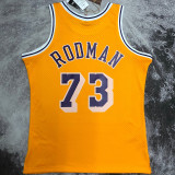 2023 Lakers RODMAN #73 Yellow Retro NBA Jerseys 热压