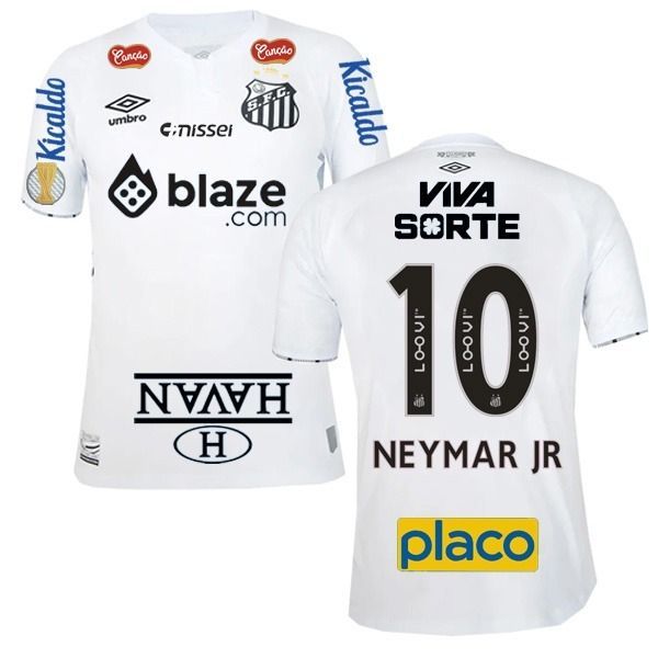 NEYMAR JR #10 Santos 1:1 Quality Fans White Home 2024/25 (All Sponsor 全广告)