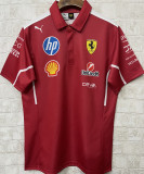 2025 Ferrari Red F1 POLO Team T-Shirt  有领   背后三个广告