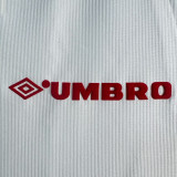 1998/99 M Utd White Retro Long Sleeve Soccer Jersey