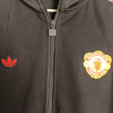 2025 M Utd Black Retro Windbreaker Jacket