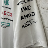 2025 Mercedes AMG Petronas F1 White POLO Team T-Shirt  有领