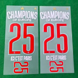 队微白色塔 CHAMPIONS OF EUROPE 25 ICIC'EST PARIS PSG Champion Font 巴离冠军字(You can buy it Or tell me to print it on the Jersey )