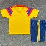 1990 Colombia Home Yellow Retro Kids Soccer Jersey