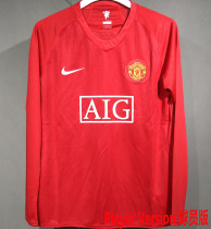 2007/08 M Utd Home Retro Player Version Long Sleeve Soccer Jersey 球员版长袖