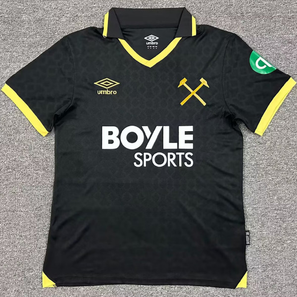 2025/26 West Ham Third Black Fans Soccer Jersey