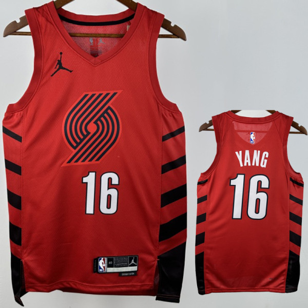 Trail Blazers YANG #16 Red NBA Jersey