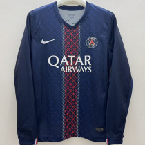 2025/26 PSG Home Blue Fans Long Sleeve Soccer Jersey