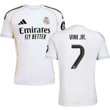 VINI JR． #7 RM Home 1:1 Quality White Fans Soccer Jersey 2025/26（UCL Font)