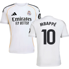 MBAPPÉ #10 RM Home 1:1 Quality White Fans Soccer Jersey 2025/26（Laliga Font)