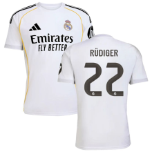 RÜDIGER #22 RM Home 1:1 Quality White Fans Soccer Jersey 2025/26（UCL Font)