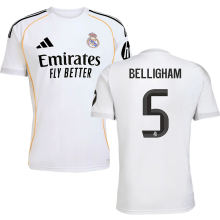 BELLINGHAM #5 RM Home 1:1 Quality White Fans Soccer Jersey 2025/26（UCL Font)