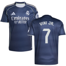 VINI JR． #7 RM 1:1 Quality Away Fans Soccer Jersey 2025/26（Laliga Font)