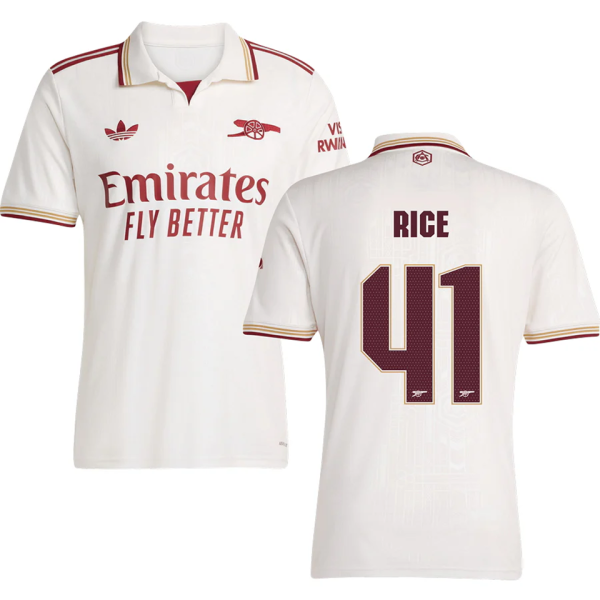 RICE #41 ARS 1:1 Quality Third Fans Soccer Jersey 2025/26 (UCL Font 欧冠字体 )