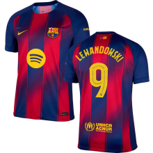 LEWANDOWSKI # 9 BA 1:1 Quality Home Fans Soccer Jersey 2025/26  (UCL Font 欧冠字体 有号下广告)
