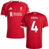 VIRGIL #4 LFC 1:1 Home Red Fans Jersey 2025/26 (League Font 联赛字体 )