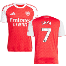 SAKA #7 ARS 1:1 Quality Home Red Fans Soccer Jersey 2025/26 (League (UCL Font 欧冠字体 )