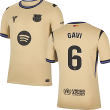 GAVI # 6 BA 1:1 Quality Away Fans Soccer Jersey 2025/26 (LaLiga Font 西甲字体 有号下广告)