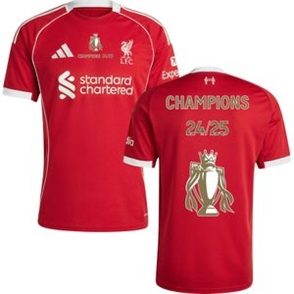 CHAMPIONS 24/25 + CHAMPIONS CUP LFC 1:1 Quality Home Red Fans Soccer Jersey 2025/26