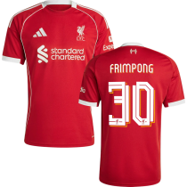 FRIMPONG #30 LFC 1:1 Home Red Fans Jersey 2025/26 (UCL Font 欧冠字体 )