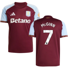 McGINN #7 Aston Villa Home Fans Soccer Jersey 2025/26 (League Font 联赛字体 )